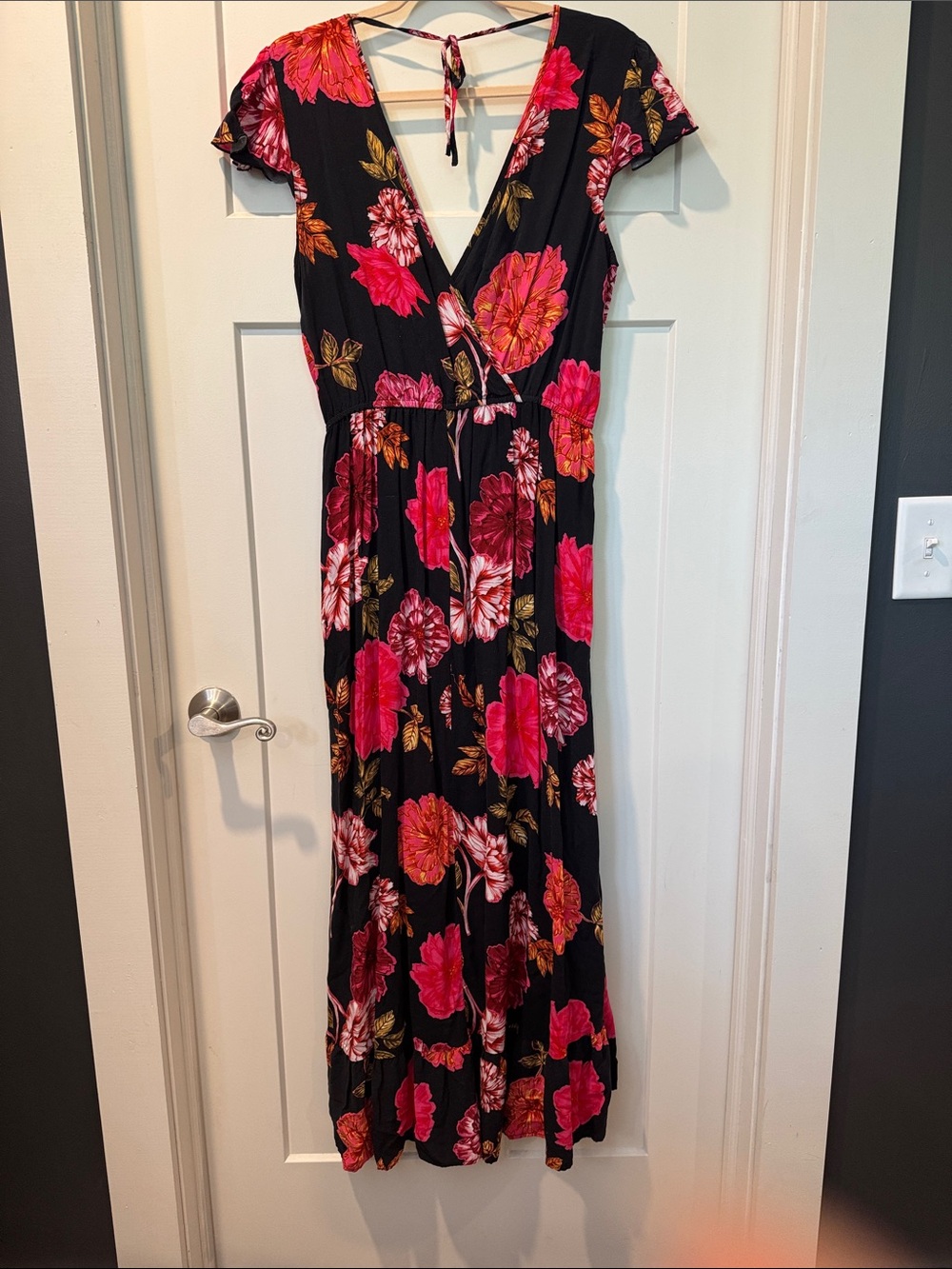 Xhilaration Black Floral High-Low Wrap Maxi Dress - Picture 5 of 5